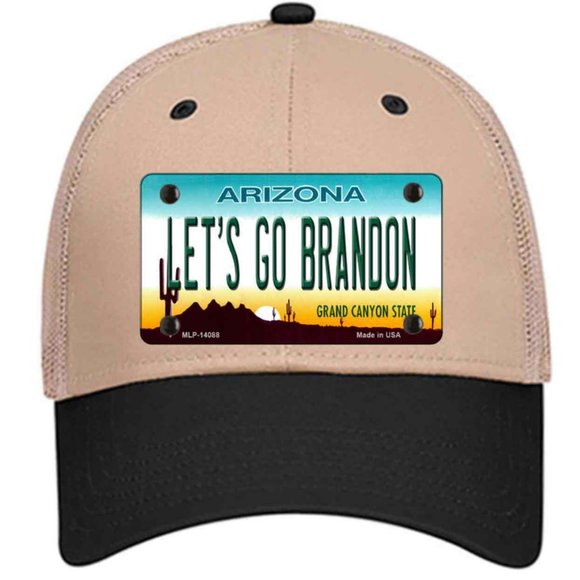 Let's Go Brandon Arizona Metal on Trucker Mesh Snapback Hat - Khaki - Picture 1 of 2